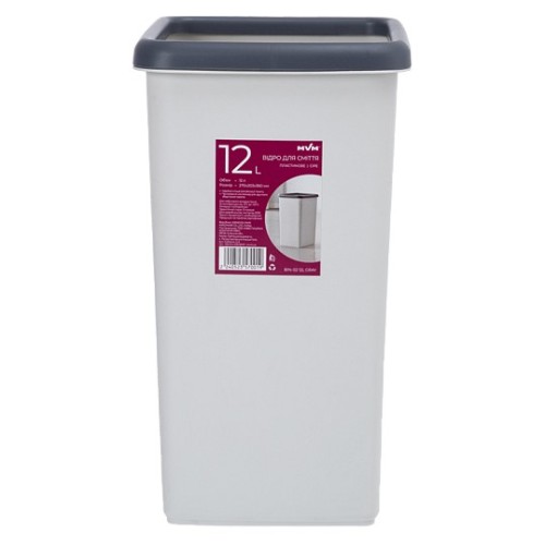 Відро для сміття BIN-02 12L сіре - BIN-02 12L GRAY