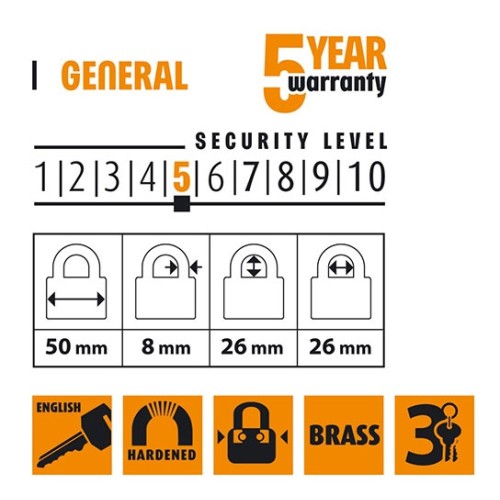 Замок навісний латунний 50мм HR-B1-50E - HR-B1-50E