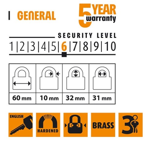 Замок навісний латунний 60мм HR-B1-60E - HR-B1-60E