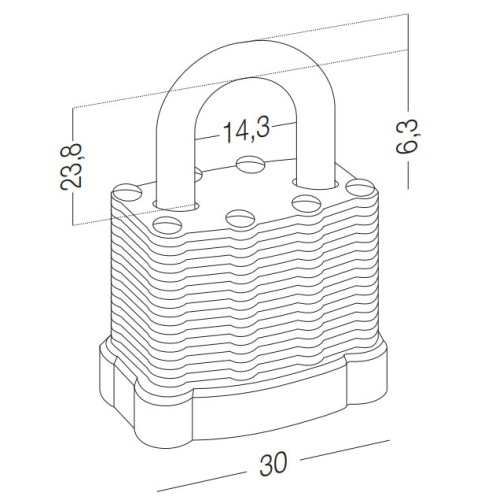 Замок навісний ламінована сталь, 30мм HR-LS-30E - HR-LS-30E