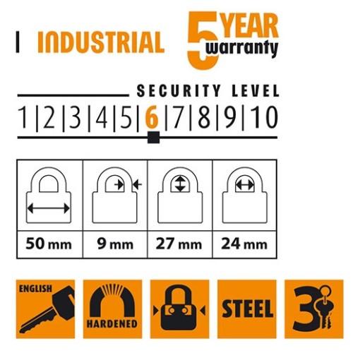 Замок навісний ламінована сталь, 50мм HR-LS-50E - HR-LS-50E