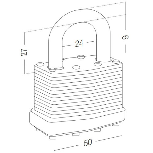 Замок навісний ламінована сталь, 50мм HR-LS-50E - HR-LS-50E