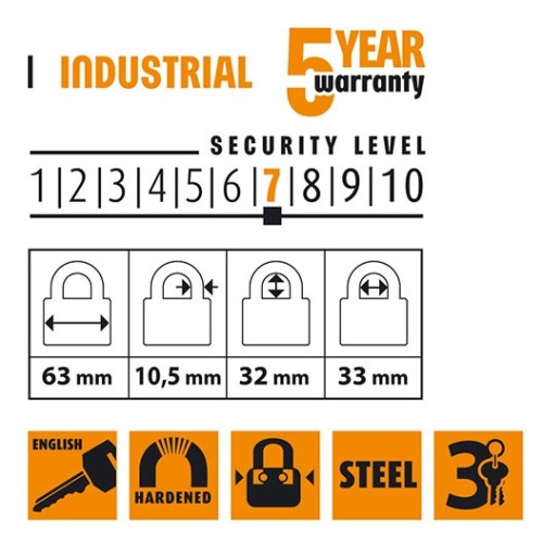 Замок навісний ламінована сталь, 65мм HR-LS-65E - HR-LS-65E