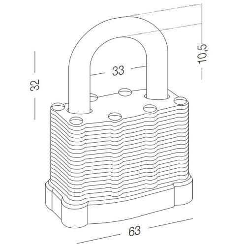 Замок навісний ламінована сталь, 65мм HR-LS-65E - HR-LS-65E