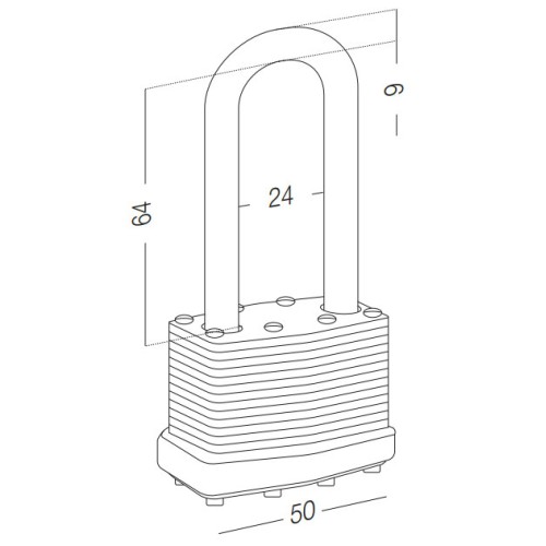Замок навісний ламінована сталь довга дужка 50мм HR-LSL-50E - HR-LSL-50E
