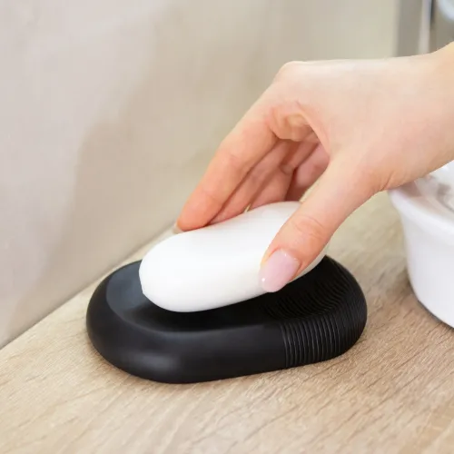 Мильниця MY HOME BOSTON чорна з непрозорої смоли, 127х94 мм