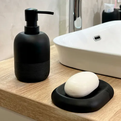 Мильниця MY HOME BOSTON чорна з непрозорої смоли, 127х94 мм