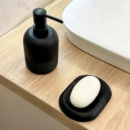 Мильниця MY HOME BOSTON чорна з непрозорої смоли, 127х94 мм