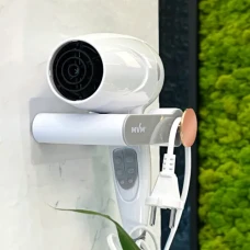 Тримач для фена MVM, що клеиться, білий/сірий, ABS-пластик, 136х110х30 мм