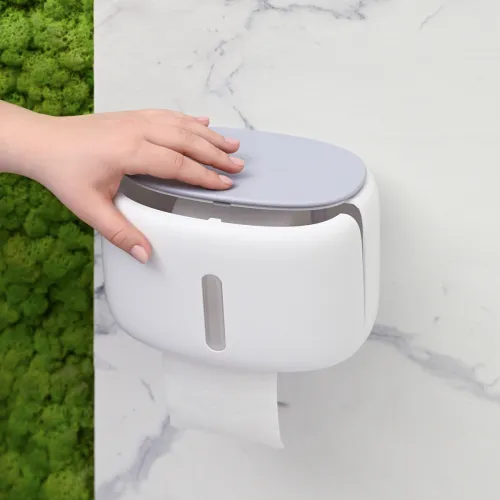 Тримач для туалетного паперу МВМ MY HOME, білий/сірий, 228x158x163 мм, полістирол/полікарбонат