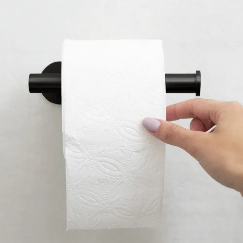 Самоклеючий тримач для туалетного паперу з нержавіючої сталі AISI 304, чорний, 100х85х165 мм