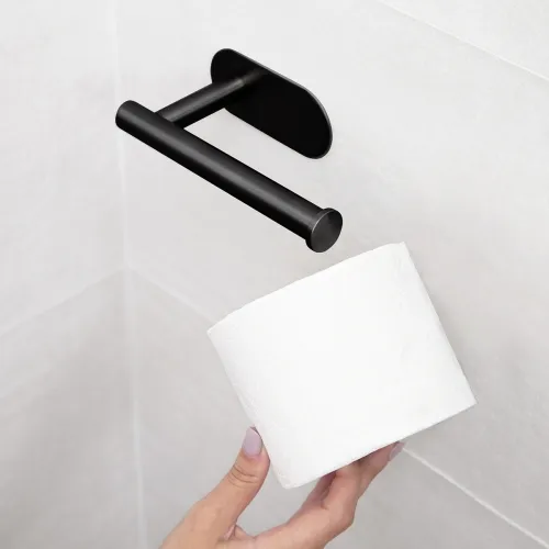 Самоклеючий тримач для туалетного паперу з нержавіючої сталі AISI 304, чорний, 100х85х165 мм