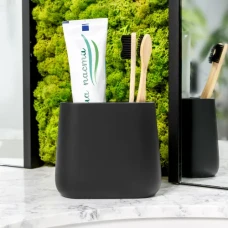 Підставка для зубних щіток та пасти МВМ MY HOME RICHMOND чорна з непрозорої смоли