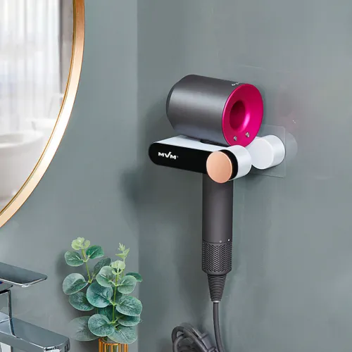 Тримач для фена MVM білий/чорний, що клеиться, 136х110х30 мм, ABS-пластик