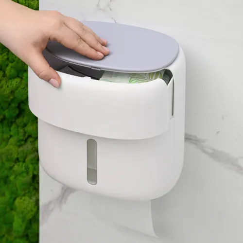 Тримач для туалетного паперу МВМ MY HOME, 230x162x235 мм, білий/сірий, полістирол/полікарбонат