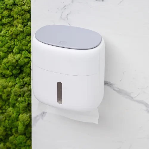 Тримач для туалетного паперу МВМ MY HOME, 230x162x235 мм, білий/сірий, полістирол/полікарбонат