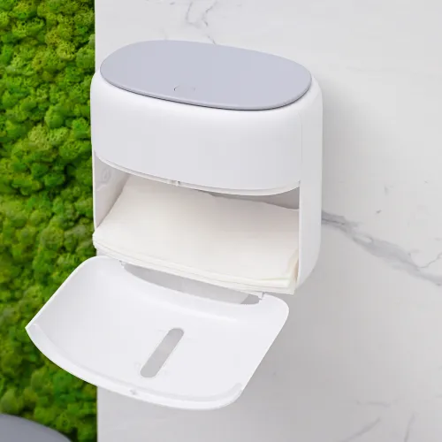 Тримач для туалетного паперу МВМ MY HOME, 230x162x235 мм, білий/сірий, полістирол/полікарбонат