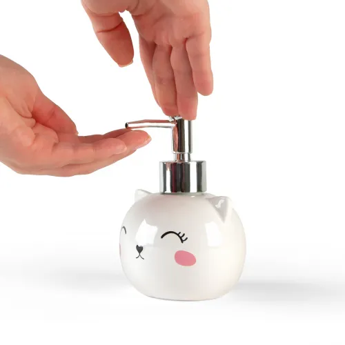 Диспенсер для рідкого мила МВМ MY HOME "Cute Cat", 250 мл, білий, кераміка, 100х140 мм