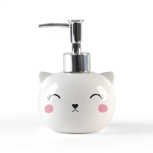 Диспенсер для рідкого мила МВМ MY HOME "Cute Cat", 250 мл, білий, кераміка, 100х140 мм