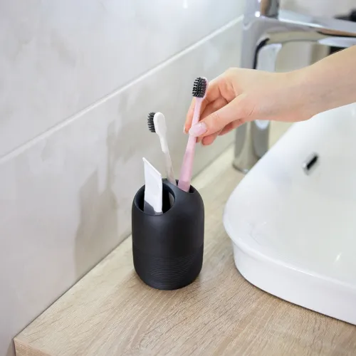 Подставка для зубных щеток и пасты BOSTON, черная, 78х112 мм, непрозрачная смола