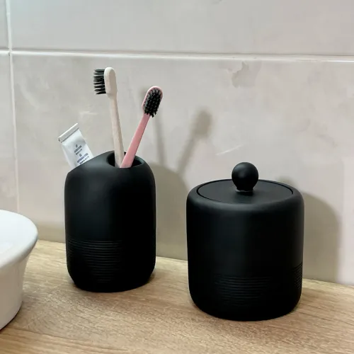 Подставка для зубных щеток и пасты BOSTON, черная, 78х112 мм, непрозрачная смола