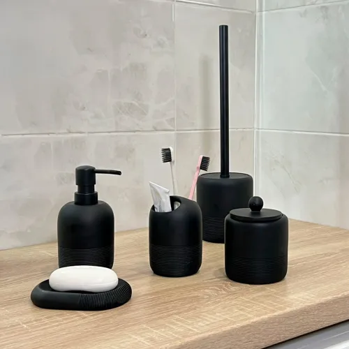 Подставка для зубных щеток и пасты BOSTON, черная, 78х112 мм, непрозрачная смола