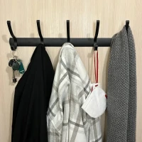 Вешалка на 5 крючков из алюминиевого сплава черного цвета 450х107 мм