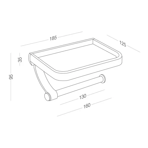 Тримач для туалетного паперу BA-01 чорний з алюмінієвого сплаву, компактний, міцний, 185х125х95 мм