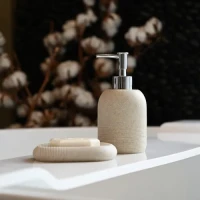 Диспенсер для рідкого мила MVM MY HOME BOSTON 230 мл, бежевий, 75х155 мм, непрозора смола