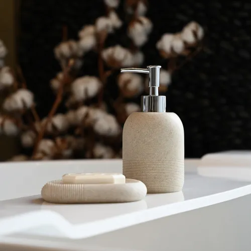 Диспенсер для рідкого мила MVM MY HOME BOSTON 230 мл, бежевий, 75х155 мм, непрозора смола