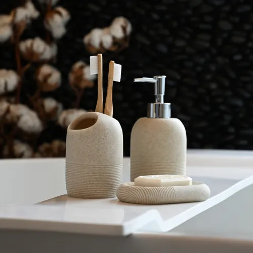 Диспенсер для рідкого мила MVM MY HOME BOSTON 230 мл, бежевий, 75х155 мм, непрозора смола