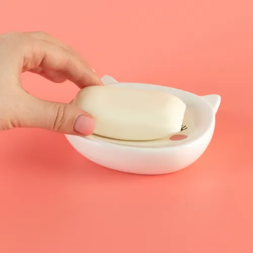 Мильниця керамічна MY HOME "Cute Cat" біла 110х90х30 мм