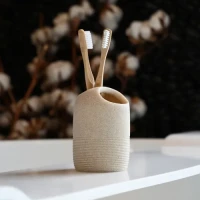 Підставка для зубних щіток та пасти MVM MY HOME BOSTON, бежевий, 78х112 мм, непрозора смола