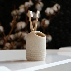 Підставка для зубних щіток та пасти MVM MY HOME BOSTON, бежевий, 78х112 мм, непрозора смола