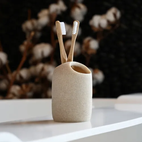 Подставка для зубных щеток и пасты MVM MY HOME BOSTON, бежевый, 78х112 мм, непрозрачная смола