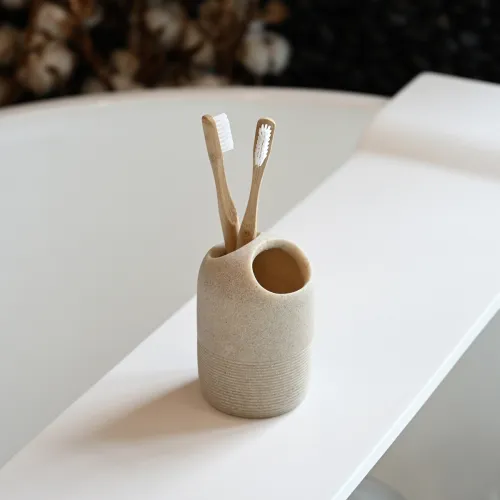 Подставка для зубных щеток и пасты MVM MY HOME BOSTON, бежевый, 78х112 мм, непрозрачная смола