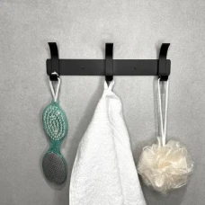 Вішалка на 3 гачки з алюмінієвого сплаву чорного кольору 235х70 мм