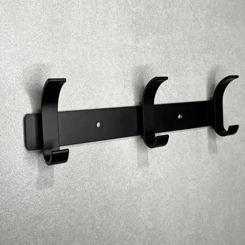 Вешалка на 3 крючка из алюминиевого сплава черного цвета 235х70 мм