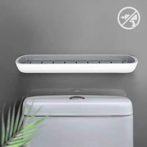 Велика полиця, що клеїться, біла/сіра 120х55х422 мм з АБС пластику з водостійкою основою