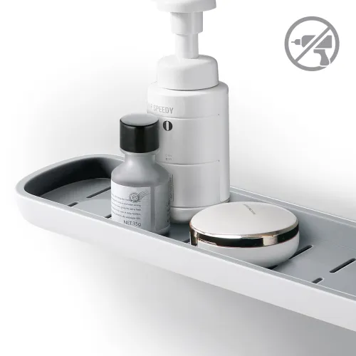 Велика полиця, що клеїться, біла/сіра 120х55х422 мм з АБС пластику з водостійкою основою