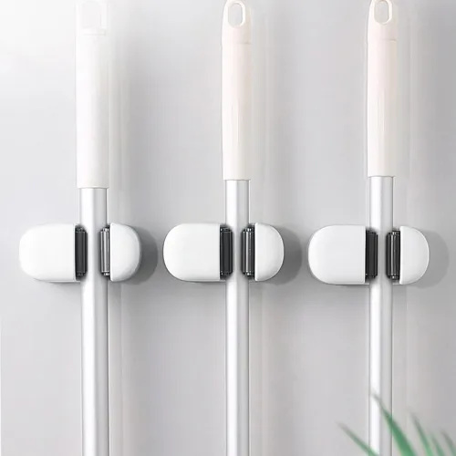 Тримач для швабри MVM білий, що клеиться, 98х58х48 мм, ABS-пластик, універсальний аксесуар