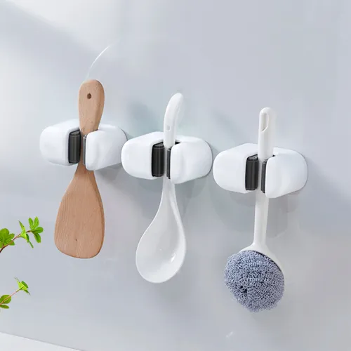 Тримач для швабри MVM білий, що клеиться, 98х58х48 мм, ABS-пластик, універсальний аксесуар