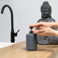 Диспенсер для рідкого мила MVM MY HOME Milan 500 мл, сірий, кераміка, 75х170 мм