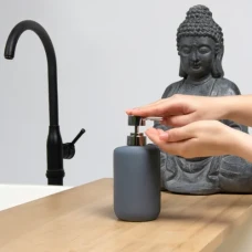 Диспенсер для рідкого мила MVM MY HOME Milan 500 мл, сірий, кераміка, 75х170 мм