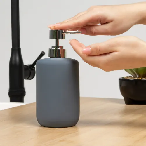 Диспенсер для рідкого мила MVM MY HOME Milan 500 мл, сірий, кераміка, 75х170 мм