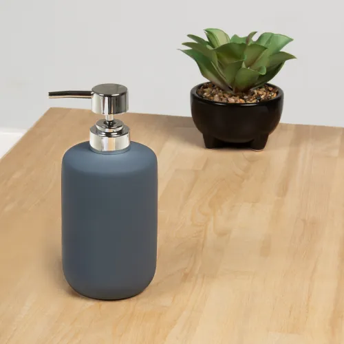 Диспенсер для рідкого мила MVM MY HOME Milan 500 мл, сірий, кераміка, 75х170 мм