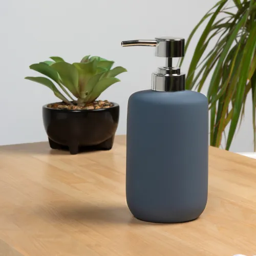 Диспенсер для рідкого мила MVM MY HOME Milan 500 мл, сірий, кераміка, 75х170 мм