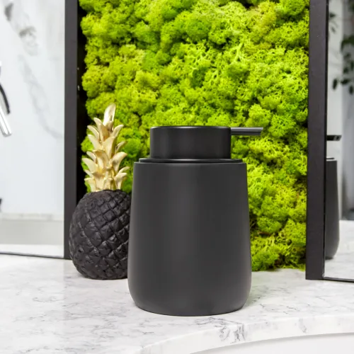 Диспенсер для рідкого мила MVM MY HOME Richmond 340 мл чорний із непрозорої смоли