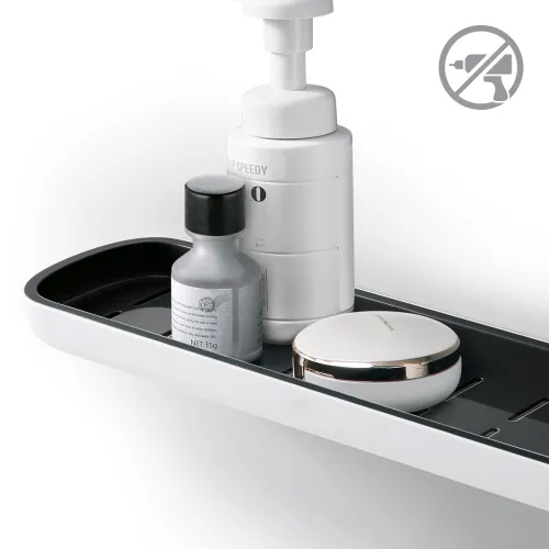 Клеюча полиця велика біла/чорна, 120х55х422 мм, ABS пластик, водостійка, навантаження до 5 кг