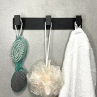 Вешалка на 3 крючка из алюминиевого сплава черного цвета 211х40 мм